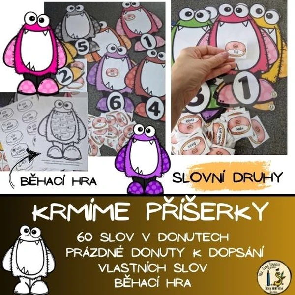 Slovní druhy - krmíme příšerky + běhací paměťová hra