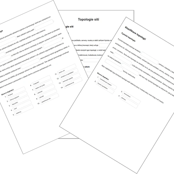 Topologie sítí - Pracovní list (doplňovačka)
