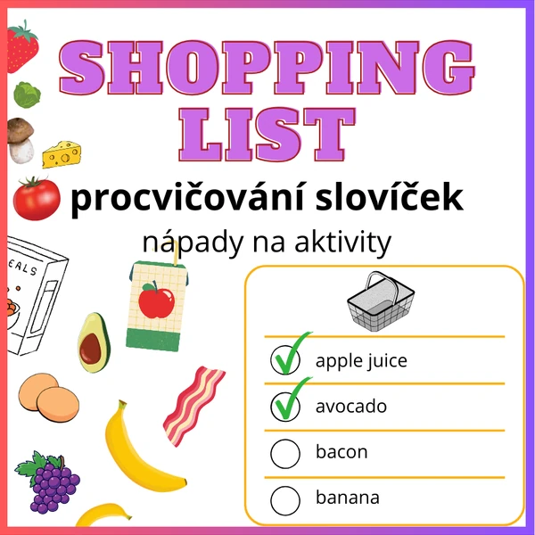 Shopping list - food (procvičování slovíček)