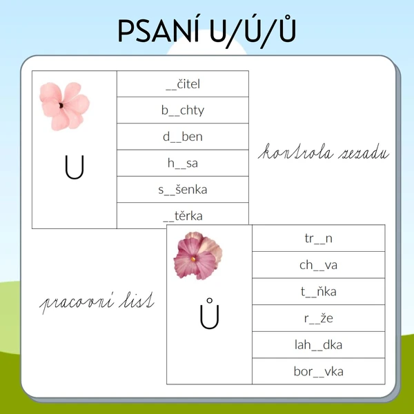 Psaní u/ů/ú