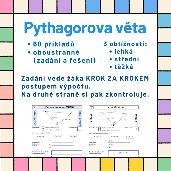 Pythagorova věta - oboustranné karty