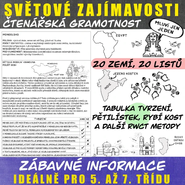 PRÁCE S TEXTEM (RWCT) - SVĚTOVÉ ZAJÍMAVOSTI - PRO 5. AŽ 7. TŘÍDU