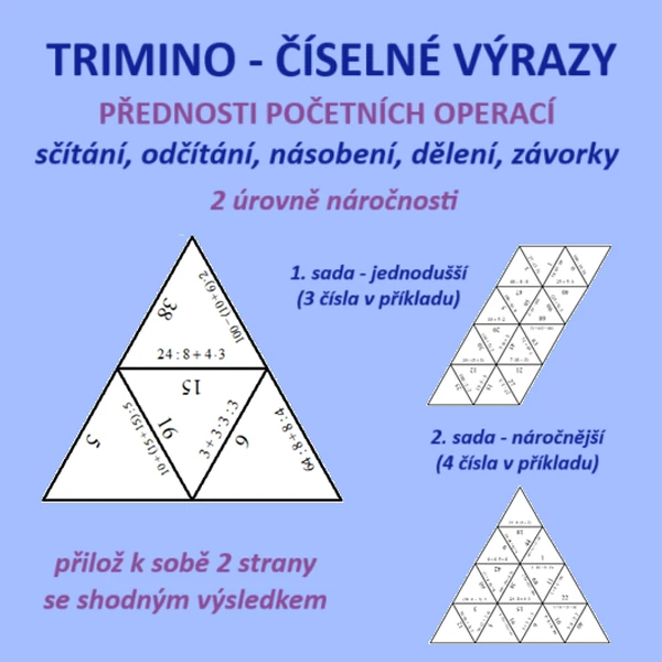 Číselné výrazy – přednosti matematických operací (sčítání, odčítání, násobení, dělení, závorky)