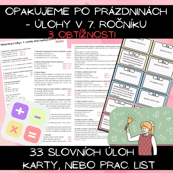 Poprázdninová - opakovací matematika - 7. ročník