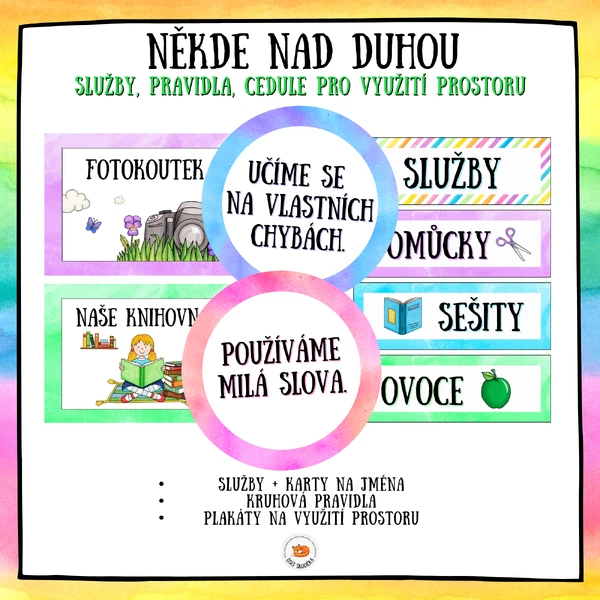 Někde nad duhou - služby, pravidla, plakáty k využití prostoru