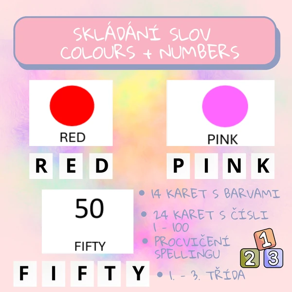 Skládání slov - colours + numbers