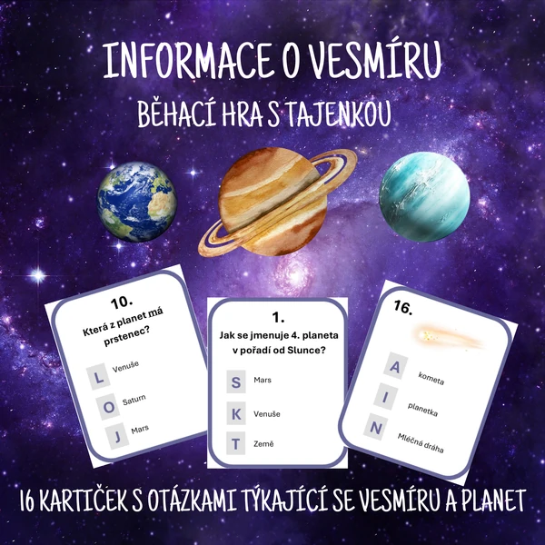 Informace o Vesmíru - běhací hra s tajenkou