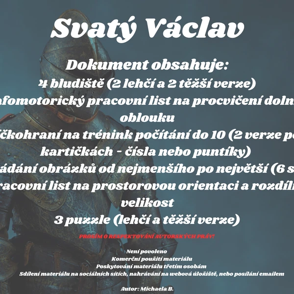 Svatý Václav - pracovní materiály
