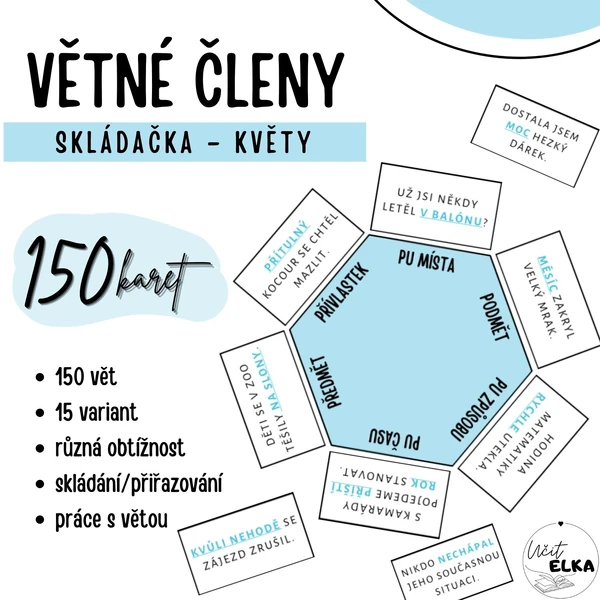 VĚTNÉ ČLENY – skládačka KVĚTY