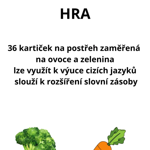 postřehová hra - ovoce a zelenina