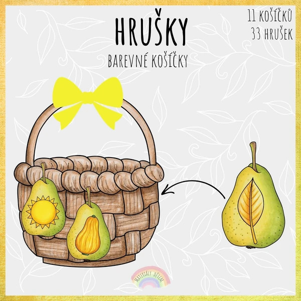 Hrušky, barevné košíčky