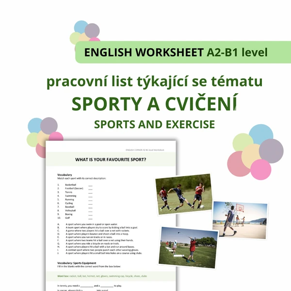 SPORTS - zábavný pracovní list pro výuku AJ