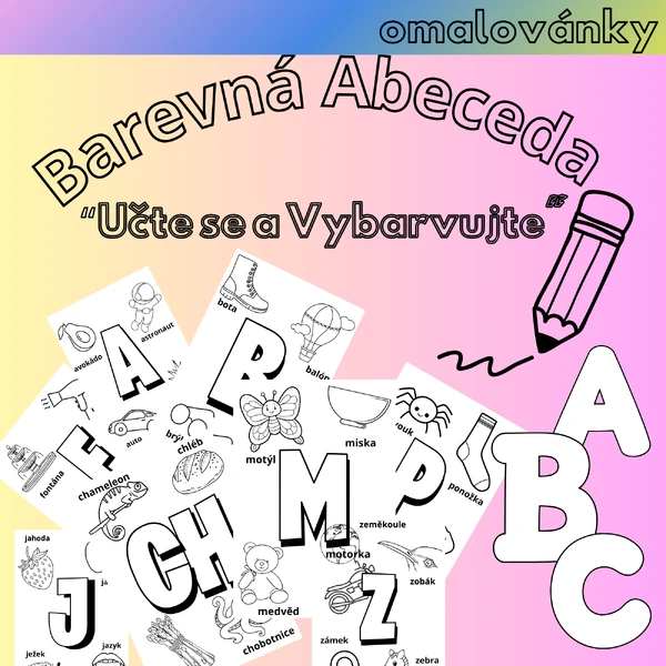 Barevná abeceda - omalovánky