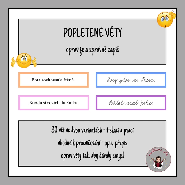 Popletené věty - oprav je a správně zapiš