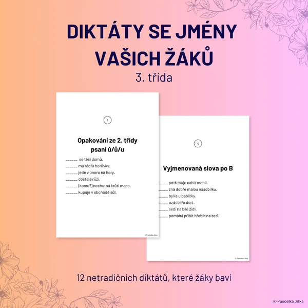 Diktáty se jmény vašich žáků - 3. třída