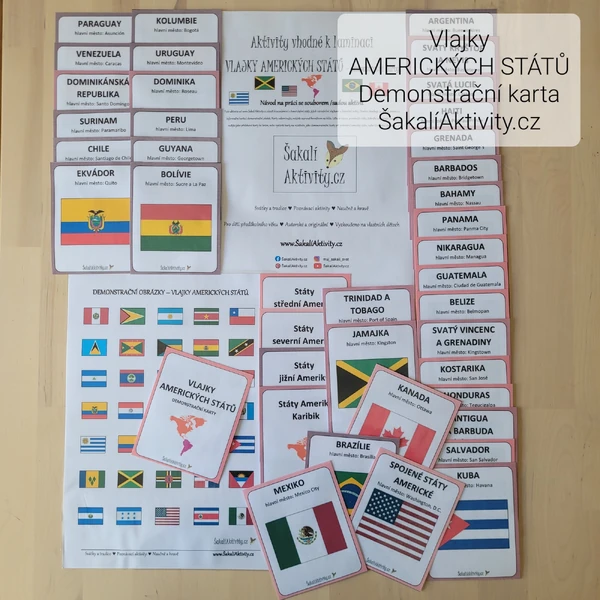  Vlajky amerických států - demonstrační karty 