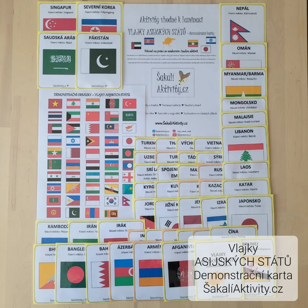  Vlajky asijských států - demonstrační karty 