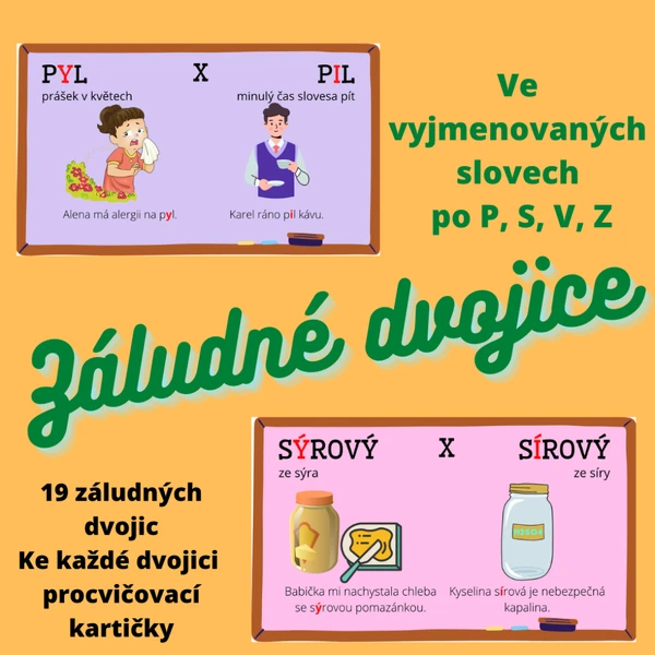 Záludné dvojice (vyjmenovaná slova) P, S, V, Z