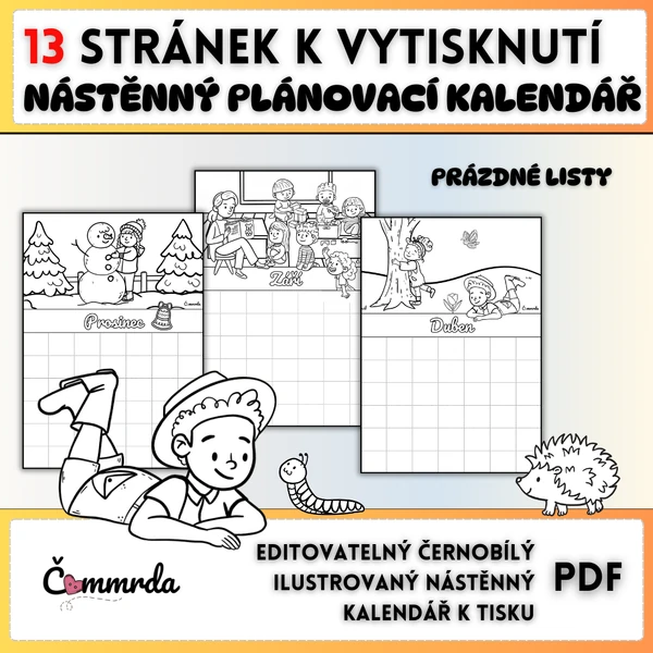 Editovatelný nástěnný plánovací kalendář