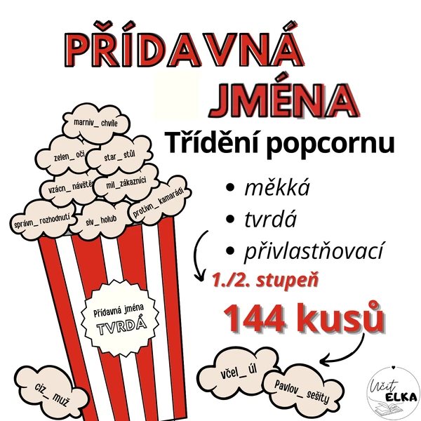 Druhy přídavných jmen – třídění popcornu
