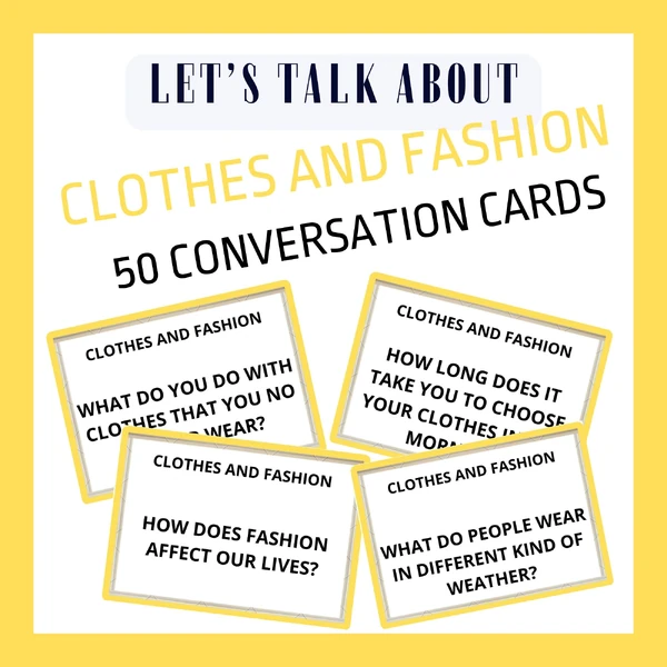 CLOTHES AND FASHION CONVERSATION CARDS