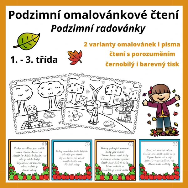 Podzimní omalovánkové běhací čtení - podzimní radovánky