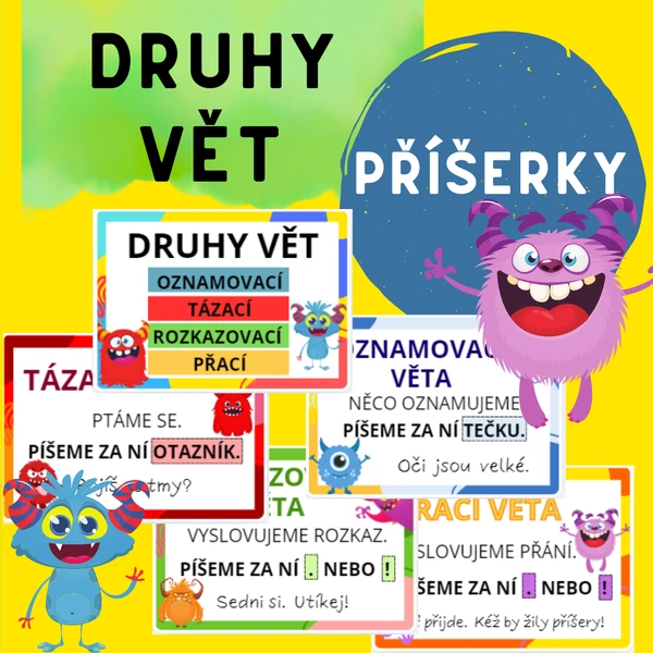 Příšerky- Druhy vět- Plakáty, výzdoba