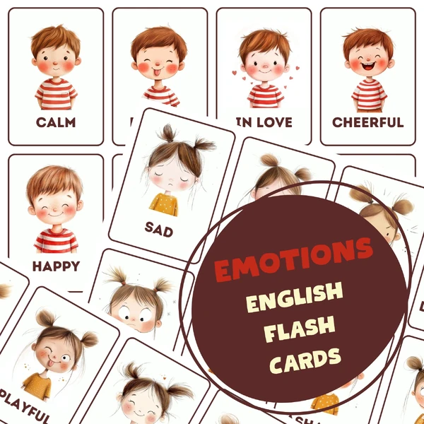 EMOTIONS - English flash cards, anglické obrázkové kartičky