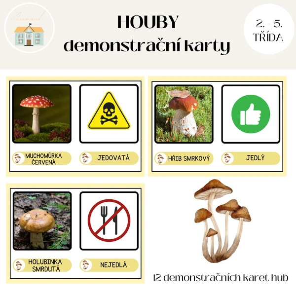 Houby - demonstrační karty