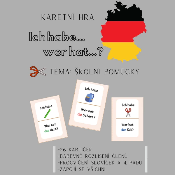Schulsachen (karetní hra "Ich habe..., wer hat...?")