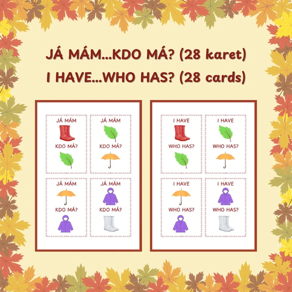 Já mám, kdo má? (I have, who has?) - barvy a čtyři slova (česká a anglická verze)