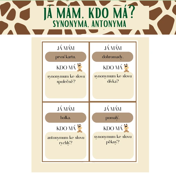 Já mám, kdo má? (synonyma, antonyma)