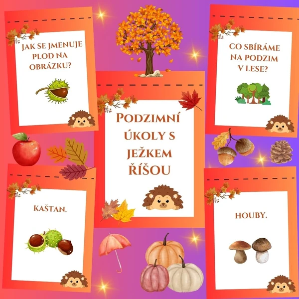 Hádanky na plot - Podzimní úkoly s ježkem Ríšou 