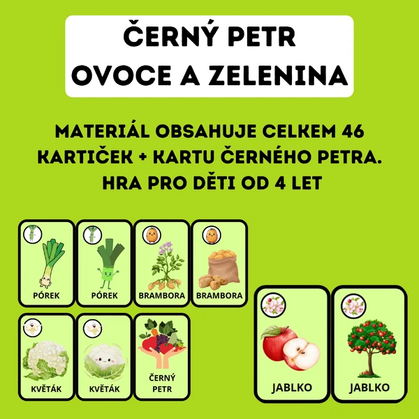Černý Petr - ovoce a zelenina