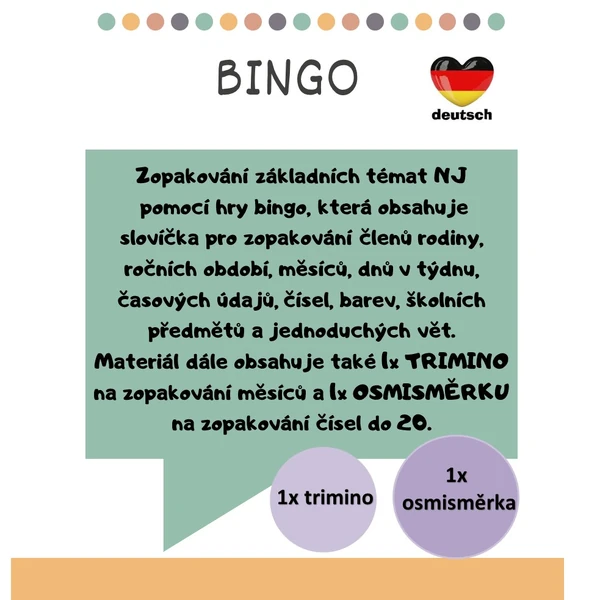 Soubor her Bingo, trimino, osmisměrka