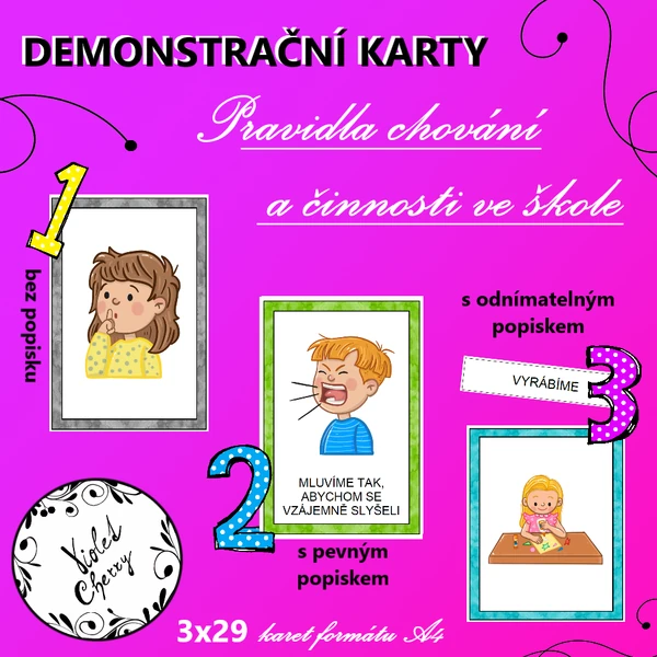 Demonstrační karty do výuky - Pravidla chování ve škole a školní činnosti