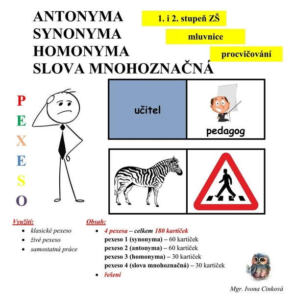 Synonyma, antonyma, homonyma, slova mnohoznačná