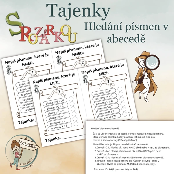 Tajenky - Hledání písmen v abecedě S Rozárkou