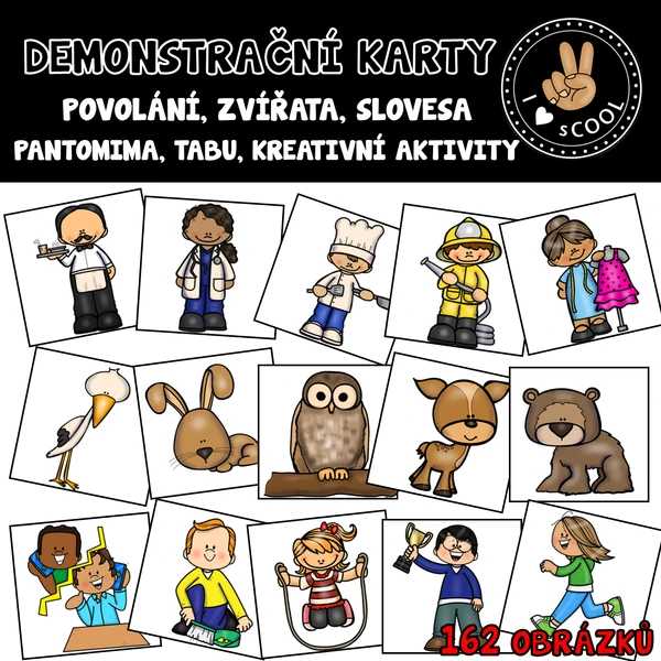 Demonstrační karty - povolání, zvířata, slovesa