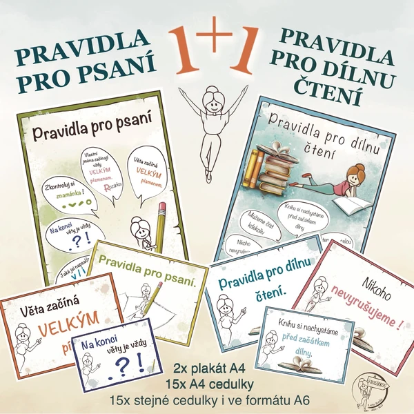 Pravidla pro psaní + bonus Pravidla pro dílnu čtení ZDARMA S Rozárkou