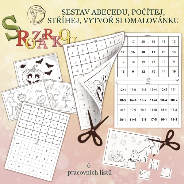 Sestav abecedu, počítej, stříhej, vytvoř si omalovánku S Rozárkou
