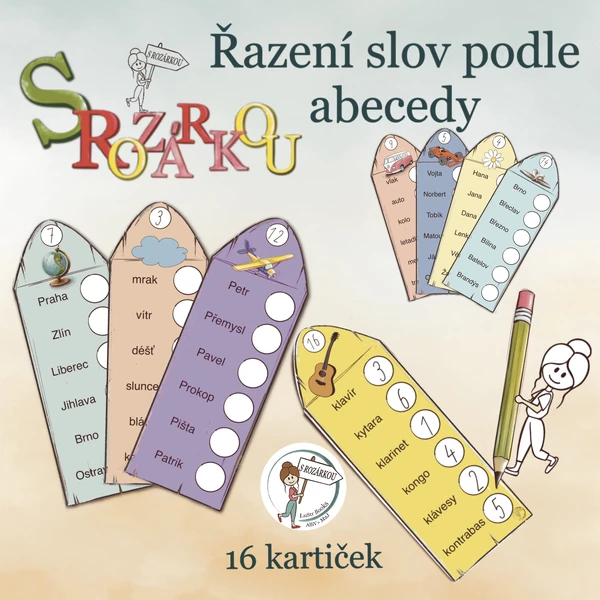 Kartičky - řazení podle abecedy S Rozárkou