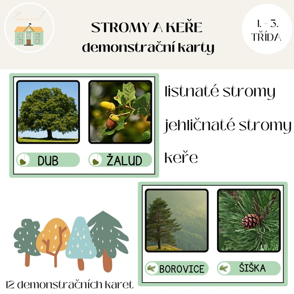 Stromy a keře - demonstrační karty