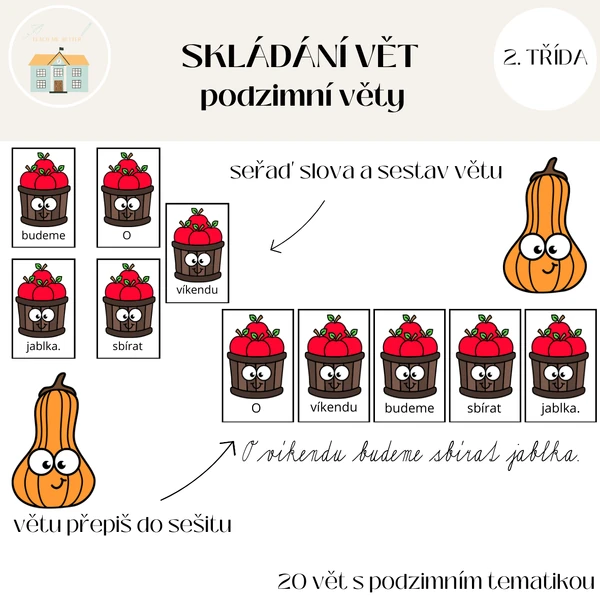 Skládání vět a přepis - podzimní věty
