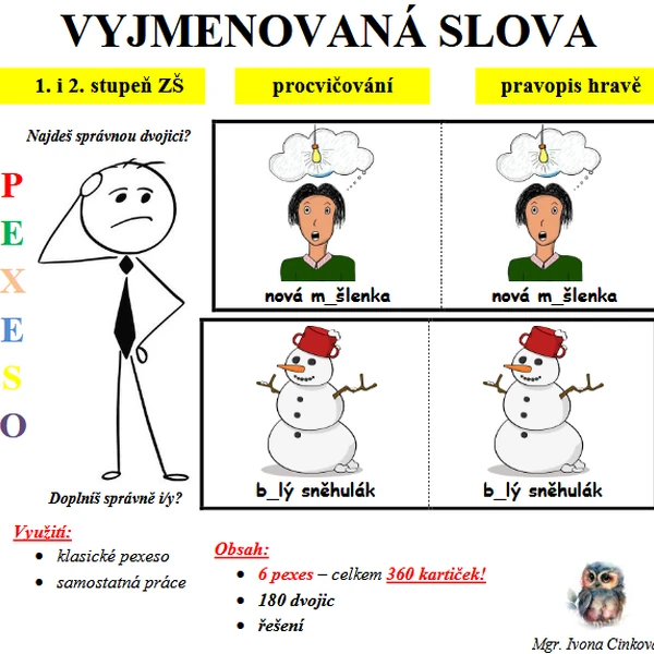 Vyjmenovaná slova - pexeso