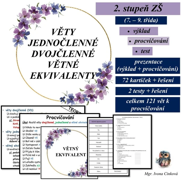 Věta jednočlenná, dvojčlenná, větný ekvivalent