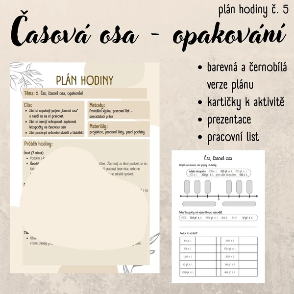 Plán hodiny (5) - 6. třída - Čas, časová osa - opakování