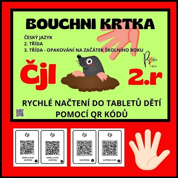 BOUCHNI KRTKA - opakování 2. ročníku hrou, QR kódy