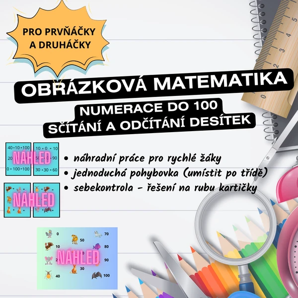 OBRÁZKOVÁ MATEMATIKA - numerace do 100 (sčítání a odčítání desítek)