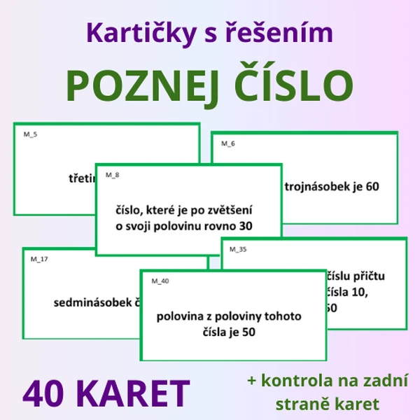 Kartičky s řešením – POZNEJ ČÍSLO